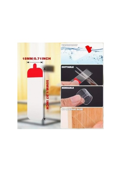 60 Parça Kolay Açılır Güçlü Çift Taraflı Bant 18mmx50mm 18cmx50cm