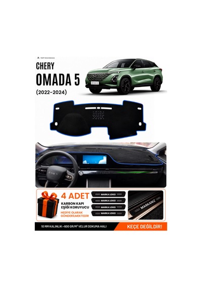 Chery Omada 5 2022-2024 Uyumlu Torpido Koruma, Torpido Örtüsü, Torpido Kılıfı - Siyah Mavi