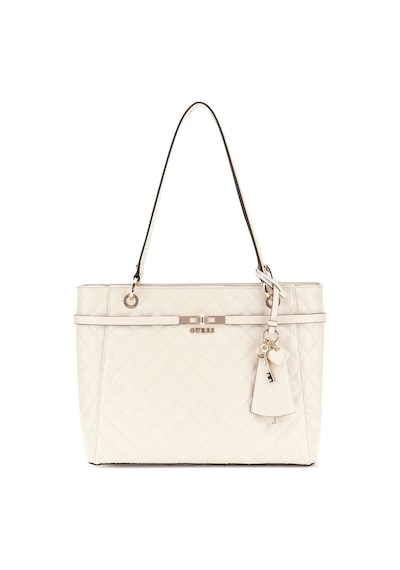 Guess Kadın Kapitone Ve Monogram Desenli Tote Çanta - Krem Krem