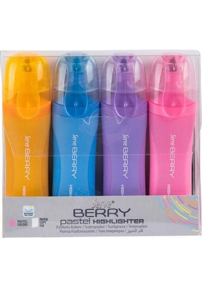 Serve Fosforlu Kalem Berry Set Pastel 4 Lü SV-BRFKP4PS Çok Renkli