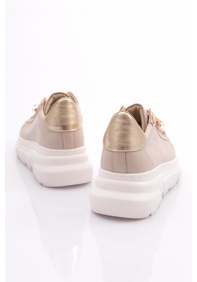 Dgn Es852 Kadın Kalın Taban Ari Tokali Sneakers Ayakkabi Bej