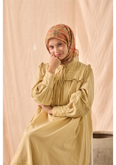 Silk Home Soft Eşarp 73096-13 Bal Köpüğü, Yeşil, Koyu Turuncu, Çimen Yeşili