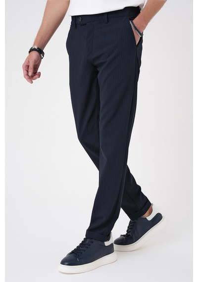 Efor Comfort Fit Gofre Dokulu Beli Lastikli Lacivert Jogger Pantolon P 1177 Lacivert