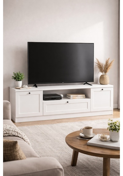 Terra Tv Ünitesi 160x46x35 Cm Beyaz - Modern Tasarım