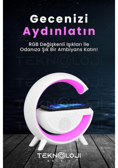Akıllı Gece Lambası Speaker Bluetooth Hoparlör Kablosuz Şarj Rgb Masa Lambası Yatak Odası Dekor Diğer