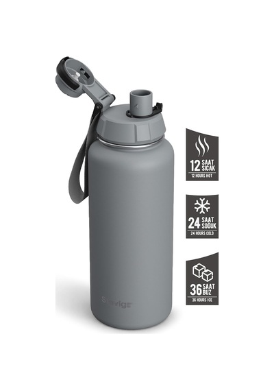 1 Hand Leak-proof Sızdırmaz Çelik Termos 1000 Ml Grey St-214 Genel
