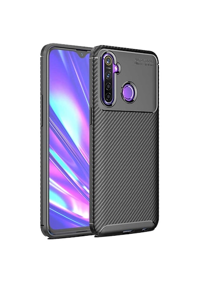 Realme 5 Pro Karbon Desenli Negro Silikon Kılıf Siyah