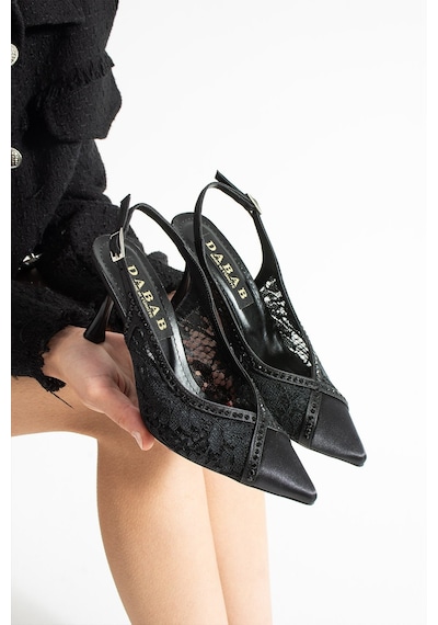 Dabab Shoes Laceora Kadın Siyah Sivri Burun 10 Cm Topuklu Dantel Dokulu İnci Detaylı Slingback Abiye Ayakkabı Dabab Shoes Laceora Kadın Siyah Sivri Burun 10 Cm Topuklu Dantel Dokulu İnci Detaylı Slingback Abiye Ayakkabı