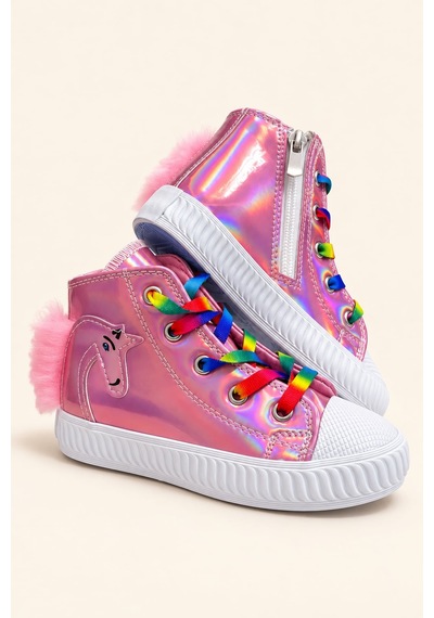 Nese Shoes Manifest, Unicorn Baskılı Kız Çocuk Işıklı Sneaker.spor Ayakkabı Pembe