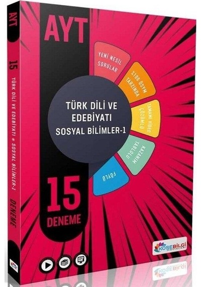 AYT Türk Dili Ve Edeb Sosyal Bilgiler 1 15 Deneme- Köşebilgi Yayınları