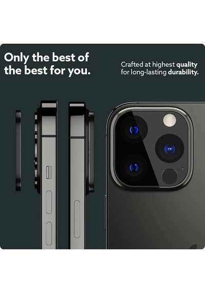 Spigen Apple Uyumlu iPhone 13 Pro Max / 13 Pro İle Uyumlu Kamera Lens Koruyucu Cam Camera Lens Protector 2 Adet Black - Agl03371 Diğer