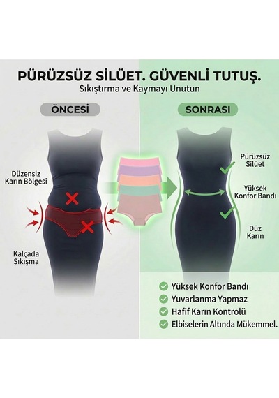 Nicoletta Kadın Külot 5 Li Paket Yüksek Bel Pamuklu Likrali Somon