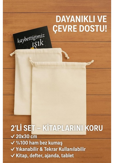 Kitap Kılıfı, Ham Bez, 2'li Set, 20x30 Cm Çok Renkli
