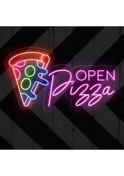Open Pizza Yazılı Neon Tabela Pembe