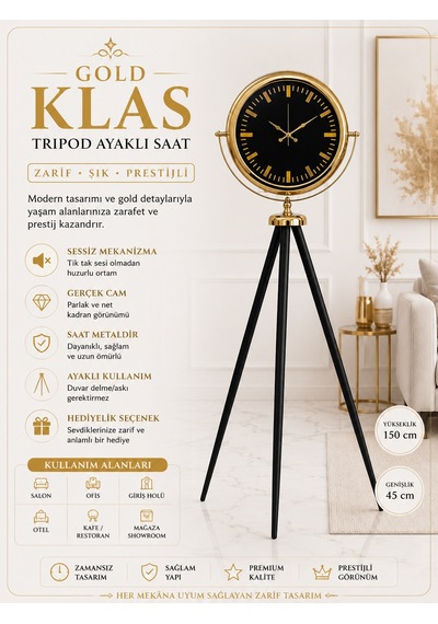 Elite Gold Tripod Ayaklı Saat