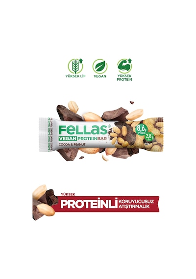 Fellas Protein Bar -  Yer Fıstığı ve Kakaolu 12 x 40 G