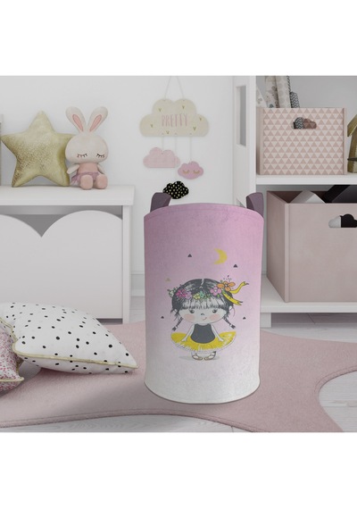 Mekta Home Bebek Ve Çocuk Odası Balerin Çocuk Desenli Oyuncak Sepeti Renkli Çok Renkli
