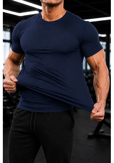 Sapeur Erkek Premium Dar Compression Tişört - Esnek Ve Nefes Alan, Spor & Günlük Tişört Lacivert