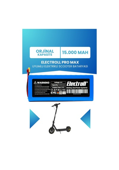 Electroll Pro Max Uyumlu Batarya Standart Kapasite 48v 15ah Elektrikli Scooter Bataryası Çok Renkli