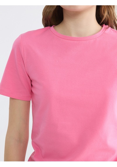 Lcw Everyday Pembe Bisiklet Yaka Kadın Tişört