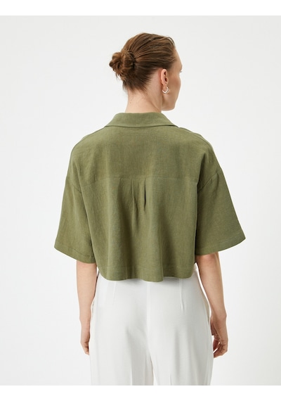 Koton Crop Oversize Gömlek Viskon Keten Karışımlı Düğmeli Kısa Kollu Cepli Bej 4sak60415pw Ekru Koton Crop Oversize Gömlek Viskon Keten Karışımlı Düğmeli Kısa Kollu Cepli Bej 4sak60415pw Ekru
