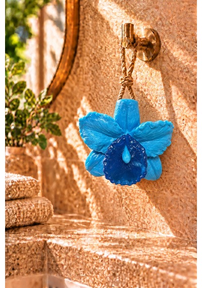 Dekoratif Kokulu Sabun & Peeling Etkili Asılabilir Dekoratif Banyo Sabunu & Mavi Orkide Şekilli Katı Sabun 10x10 Cm - 938304129 Diğer