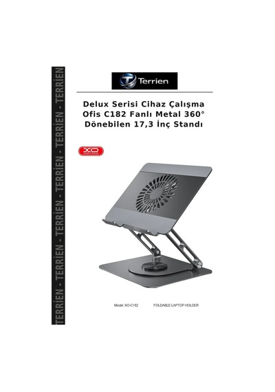 Delux Serisi Cihaz Çalışma Ofis C182 Fanlı Metal 360 Dönebilen 17,3 İnç Standı