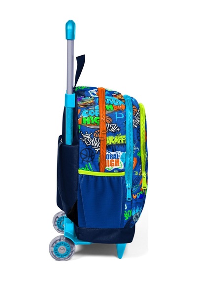 Coral High Kids Saks Grafiti Desenli Üç Bölmeli Çekçekli Okul Sırt Çantası 23967