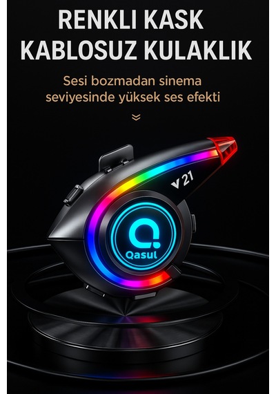 Y21 Bluetooth Motosiklet Kask Kulaklığı Renkli Led Işıklı, İnterkom Destekli, Yüksek Ses Kalites