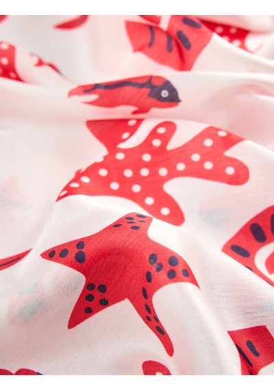 Koton Yaz Temalı Desenli Saten Kare Fular Bandana Beyaz 6sak50131aa