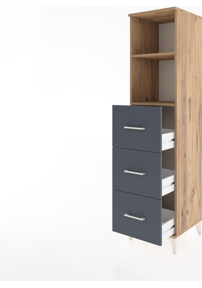 Hyperion Dolap 2 Raflı 3 Çekmeceli 44x44x182 Çam-antrasit Atlas Çam
