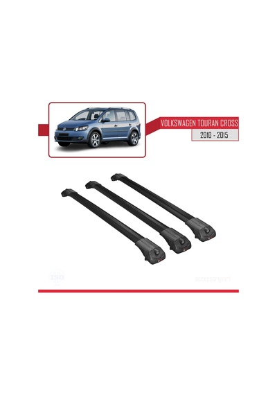 Volkswagen Touran Cross 2010-2015 Arası İle Uyumlu Ace-1 Ara Atkı Tavan Barı Siyah 3 Adet Bar