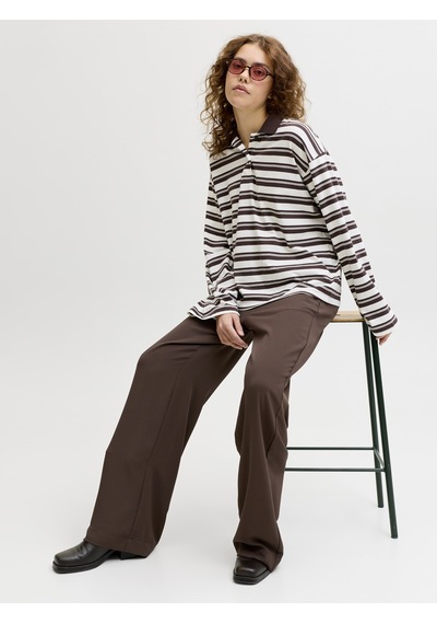 Jack & Jones Kadin Beli Lastikli Loose Fit Pantolon - Sky - 12276523 Seal Brown