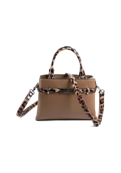 Silver Polo Sp1149 Kadın El Çantası Düz Bizon-leopar Taba