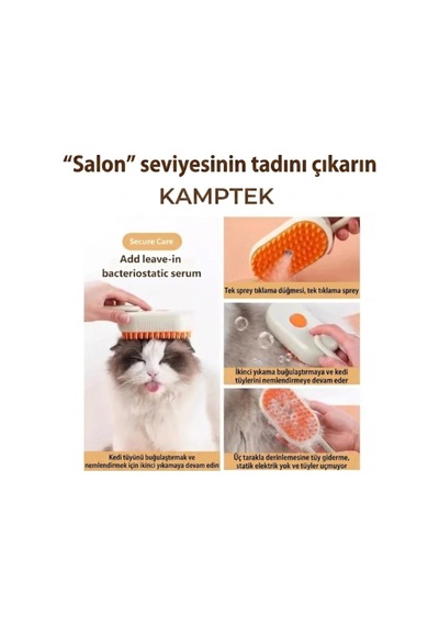Kamptek Hazneli Kedi Köpek Tüy Toplama Fırçası - Su Drenajlı Masaj Tarağı