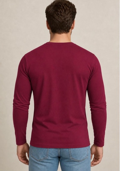 Axxel Erkek Pamuklu Likralı Süprem Uzun Kollu T-shirt-d240 Kırmızı