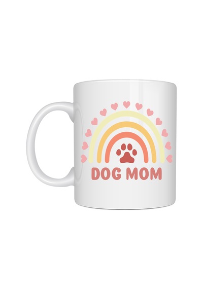 Dog Mom Baskılı Porselen Kupa Model 186 Köpek Annesi Temalı Sevimli Kahve Kupası Köpek Severlere Hediye Sevimli Pati Ve Gökkuşağı Tasarımlı Kupa Diğer