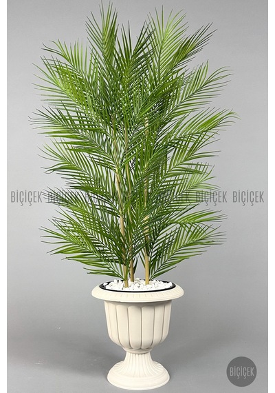 Biçiçek Yapay Areka Palmi̇yesi̇ 130 Cm 33 Yaprak Krem Nergi̇s Saksıda