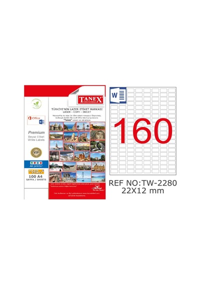 Tanex Tw-2280 22X12MM Polyester Etiket 25 Li