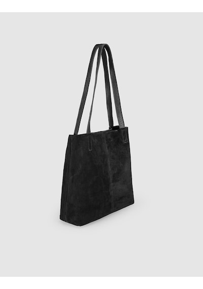 Siyah Hakiki Dana Deri Kadın Shopper Omuz Çantası