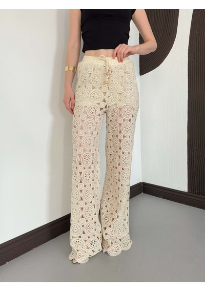 Verymoda Kadın Güpürlü Pantolon Ham