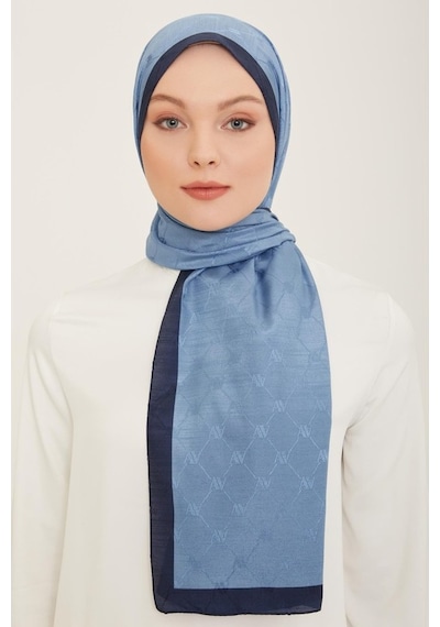 Armine Trend Monogram Şal 2-150 - Mavi Mavi