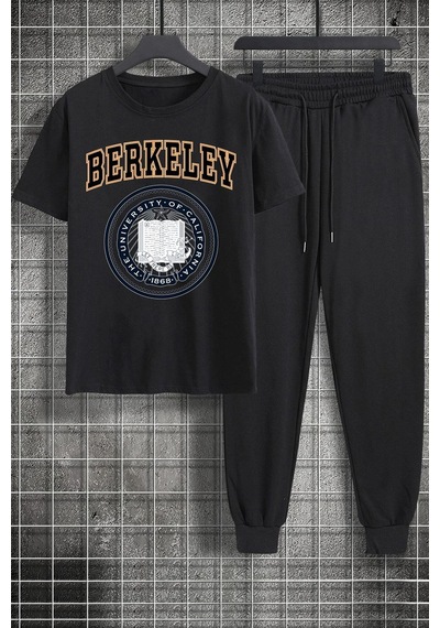 Uyguntarz Unisex Berkeley Baskılı 2'li Eşofman Takımı Siyah