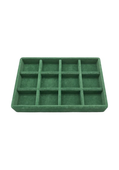 Yerli Üretim Küçük Boy Süet Kumaş Yeşil Renk 12 Bölmeli Stand