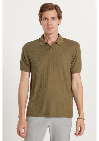 Tudors Erkek Slim Fit Dar Kesim Viskon Kumaş Desenli Düz Pike Düğmesiz Haki Polo Yaka Tişört-34759 Haki Tudors Erkek Slim Fit Dar Kesim Viskon Kumaş Desenli Düz Pike Düğmesiz Haki Polo Yaka Tişört-34759 Haki
