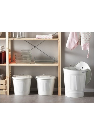 Knodd Çöp Kutusu 16 Litre, Çelik, Beyaz Renk Kapaklı Beyaz