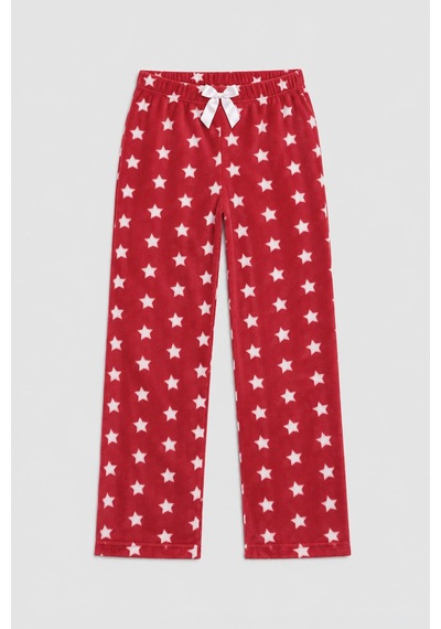 Markapia Kadın Yıldız Desenli Polar Pijama Altı Kırmızı