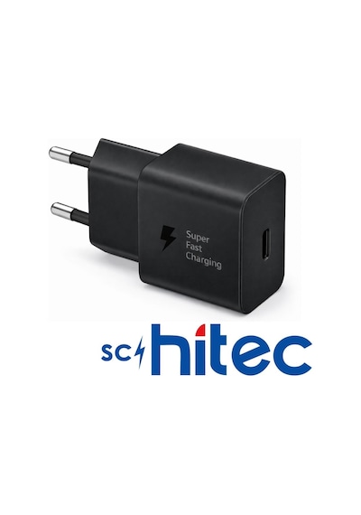 Schitec 25w Type-c Çıkışlı Hızlı Şarj Aleti Type-c To Type-c Kablolu Set Siyah Sc006 1 Metre