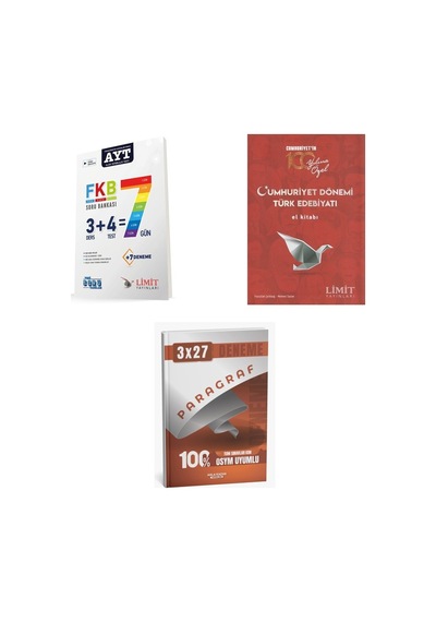 2027 2027 Ayt Limit Fkb Soru + Cumhuriyet Dönemi Türk Edebiyatı El Kitabı + Anla Kazan Paragraf Deneme 3'lü Set