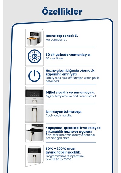 GoldmasterRivoli GM-8412 Sıcak Hava Fritözü Airfryer